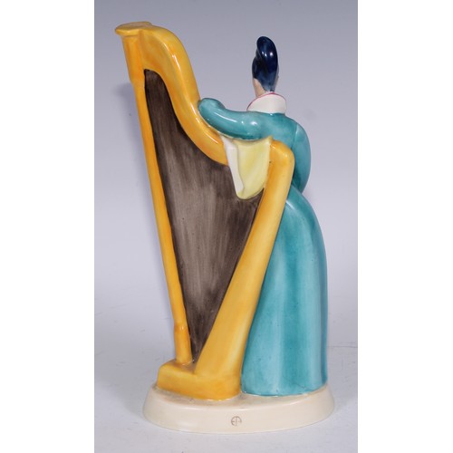 756 - A Royal Worcester figure, The Harpist, modelled by Ethelwyn Baker, 22cm high, printed and painted ma... 