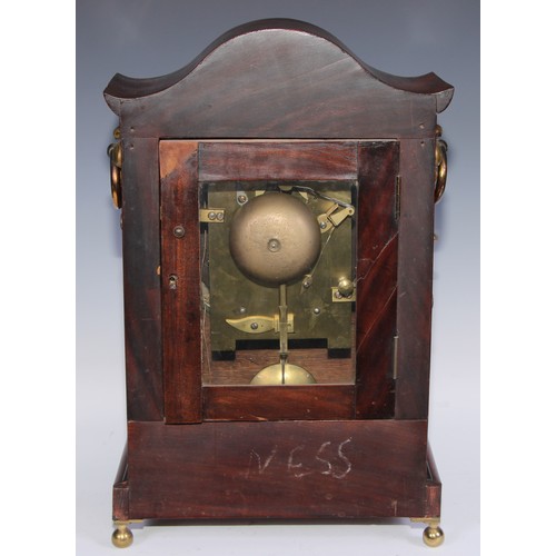 544 - A post-Regency mahogany and brass marquetry bracket clock, 20cm convex dial inscribed Piggin, Norwic... 