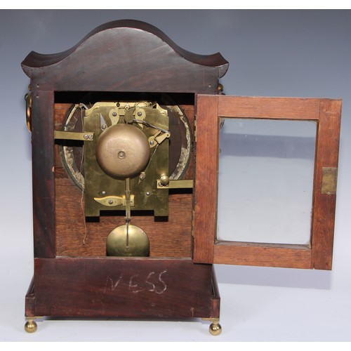 544 - A post-Regency mahogany and brass marquetry bracket clock, 20cm convex dial inscribed Piggin, Norwic... 