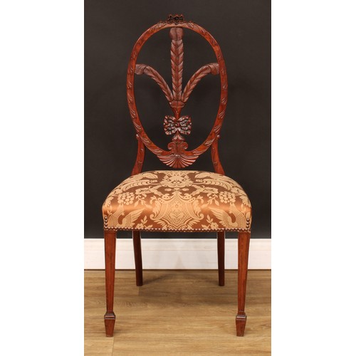 472 - A set of eight Hepplewhite Revival dining chairs, comprising six side chairs and a pair of carvers, ... 