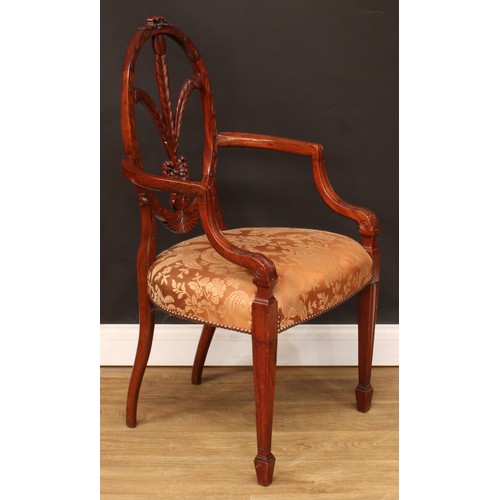 472 - A set of eight Hepplewhite Revival dining chairs, comprising six side chairs and a pair of carvers, ... 