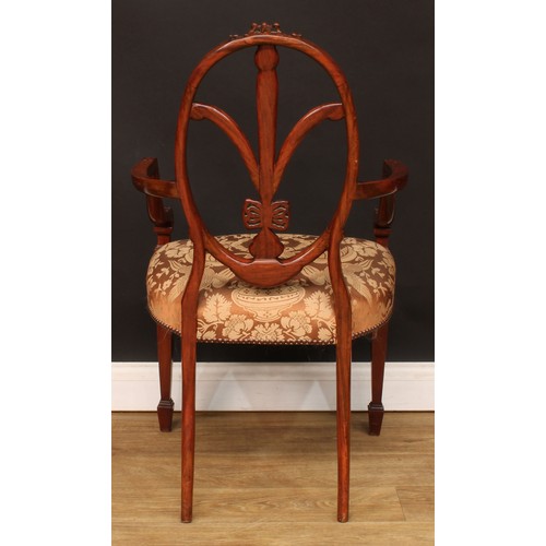 472 - A set of eight Hepplewhite Revival dining chairs, comprising six side chairs and a pair of carvers, ... 