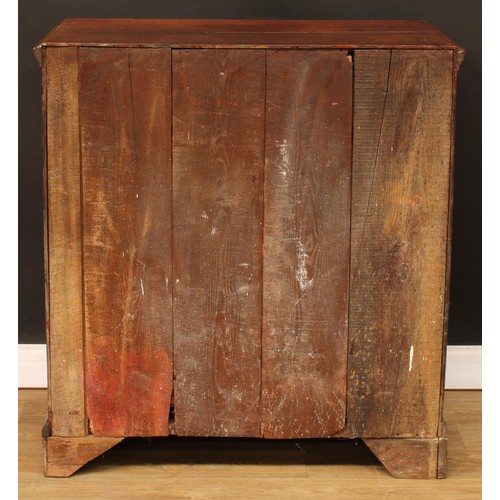 422 - A George III oak chest, rectangular top with moulded edge above two short and three long graduated c... 