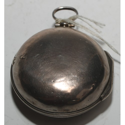 6 - A George III silver pair cased pocket watch, by Giles Coates, Chedworth, 4cm dial signed and iscribe... 