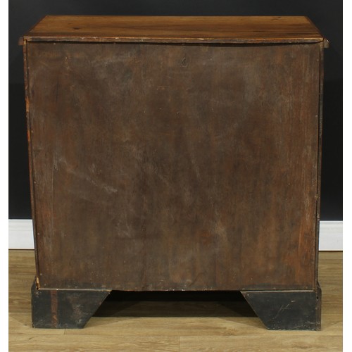 357 - A George II walnut chest, rectangular top above two short and three long graduated drawers, skirted ... 