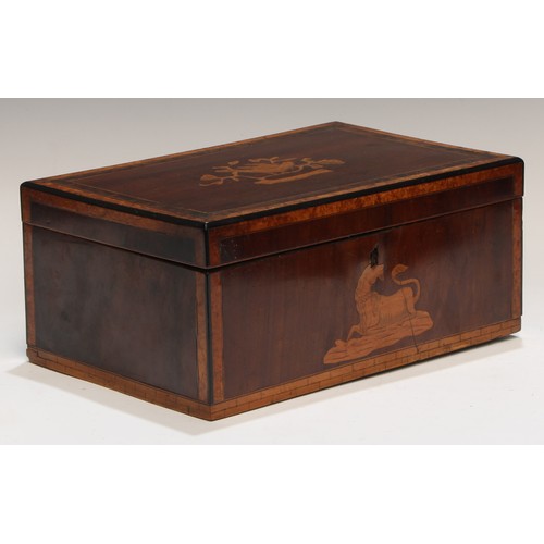 380 - A 19th century maple crossbanded mahogany and marquetry rectangular box, inlaid in the Killarney man... 