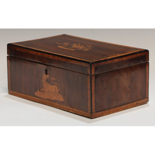 380 - A 19th century maple crossbanded mahogany and marquetry rectangular box, inlaid in the Killarney man... 