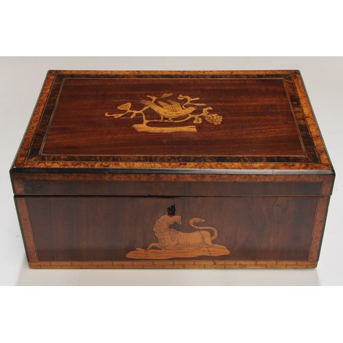 380 - A 19th century maple crossbanded mahogany and marquetry rectangular box, inlaid in the Killarney man... 