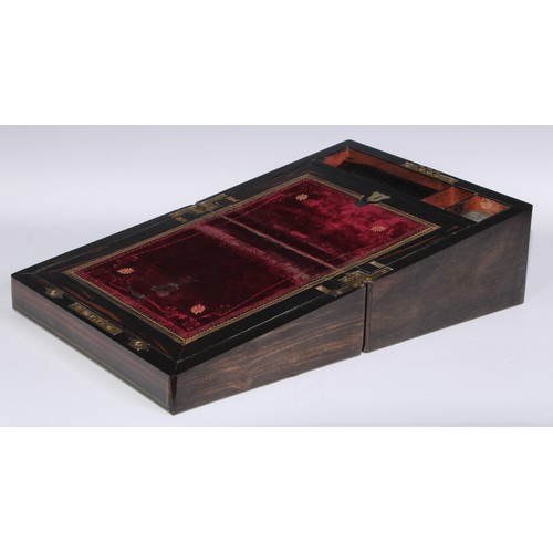 403 - A Victorian coromandel rectangular writing box, hinged cover enclosing a fitted interior, outlined t... 