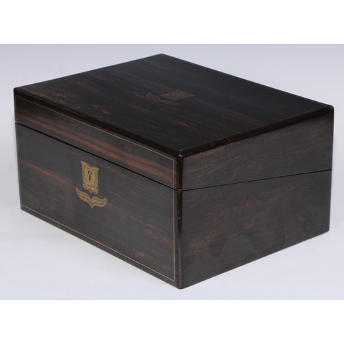 403 - A Victorian coromandel rectangular writing box, hinged cover enclosing a fitted interior, outlined t... 