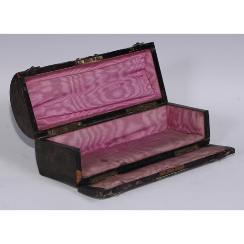 402 - A Victorian coromandel rectangular dressing box, the engraved brass borders inlaid with abalone shel... 