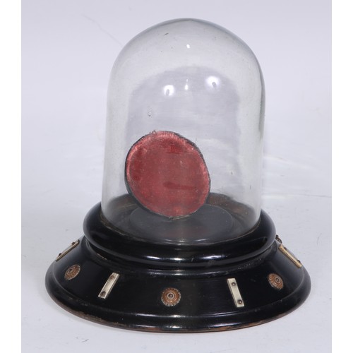 377 - A 19th century ebonised pocket watch stand, glass dome, 16cm high, c.1870; another, similar; another... 