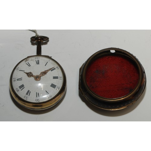 55 - An early George III tortoiseshell pair cased pocket watch, by John Green, Martin's Court, London, 4c... 