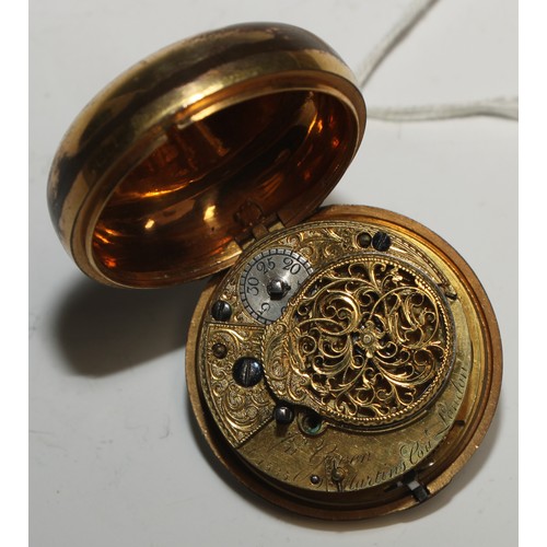 55 - An early George III tortoiseshell pair cased pocket watch, by John Green, Martin's Court, London, 4c... 