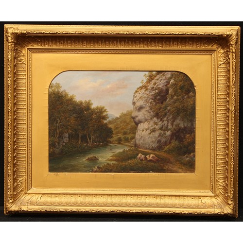 484 - English School (19th century)
The Peak District, Dderbyshire
oil on canvas, arched mount, 25cm x 35.... 