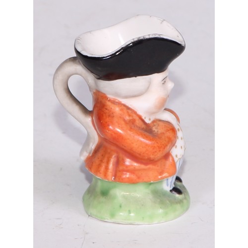 793 - A Sampson Hancock Derby miniature toby jug, 4.5cm high, red mark; others, similar (6)