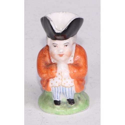 793 - A Sampson Hancock Derby miniature toby jug, 4.5cm high, red mark; others, similar (6)