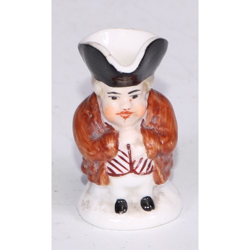 793 - A Sampson Hancock Derby miniature toby jug, 4.5cm high, red mark; others, similar (6)