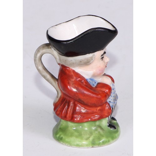 793 - A Sampson Hancock Derby miniature toby jug, 4.5cm high, red mark; others, similar (6)