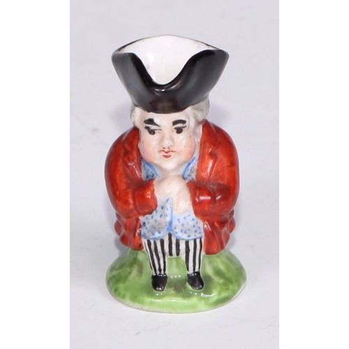 793 - A Sampson Hancock Derby miniature toby jug, 4.5cm high, red mark; others, similar (6)