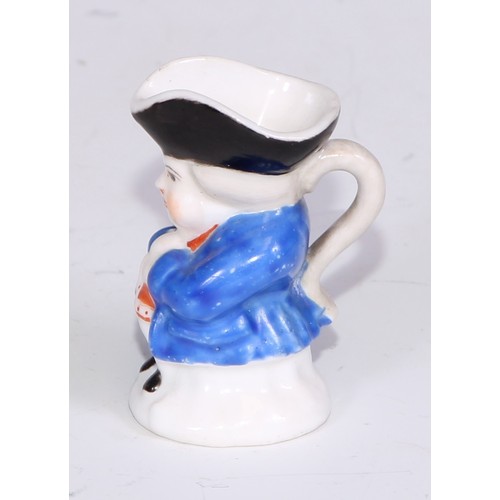 793 - A Sampson Hancock Derby miniature toby jug, 4.5cm high, red mark; others, similar (6)