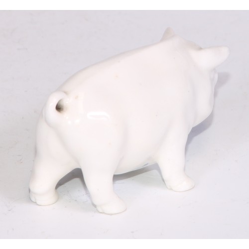 804 - A Sampson Hancock model, of a pig, in the white, 8.5cm long, blue mark; a bird, 11cm high, red mark ... 