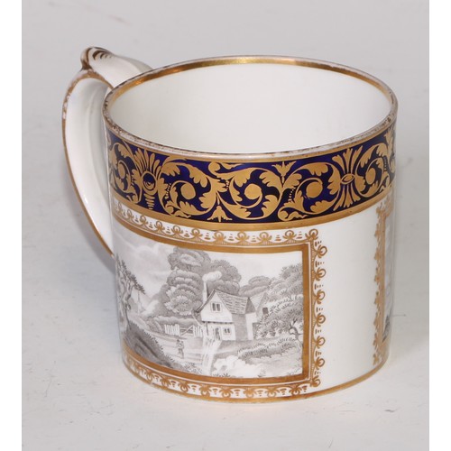 722 - A 19th century Spode bat printed coffee can; Imari cups and saucers