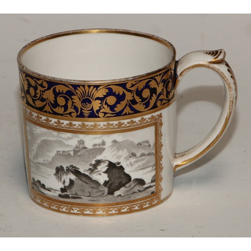 722 - A 19th century Spode bat printed coffee can; Imari cups and saucers