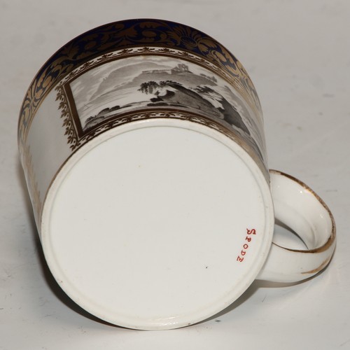 722 - A 19th century Spode bat printed coffee can; Imari cups and saucers