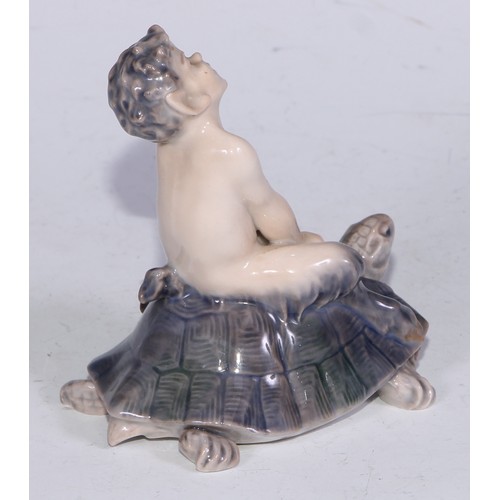 744 - A Royal Copenhagen figure, Faun on a Turtle, 10cm high, printed marks; other models, dogs; etc (6)