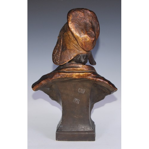 732 - A Goldscheider Art Nouveau terracotta bust, of a young woman, impressed marks, early 20th century