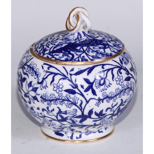 595 - A Derby Crown Porcelain tea service, printed in tones of underglaze blue, the lobed oval tray 45cm w... 