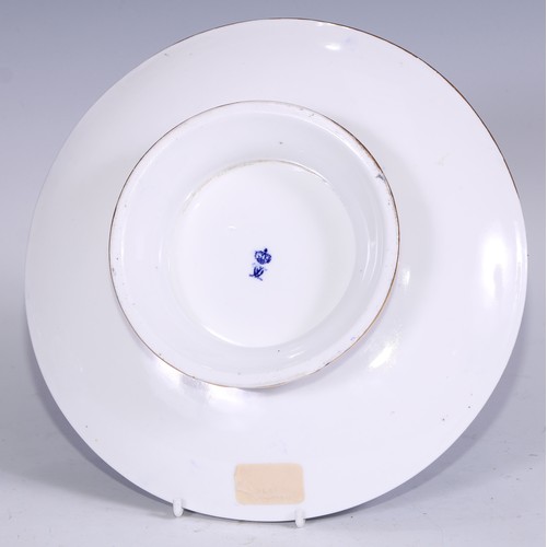 595 - A Derby Crown Porcelain tea service, printed in tones of underglaze blue, the lobed oval tray 45cm w... 