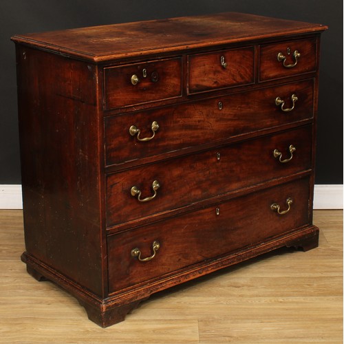 417 - A George III mahogany chest, rectangular top with moulded edge above three short and three long grad... 