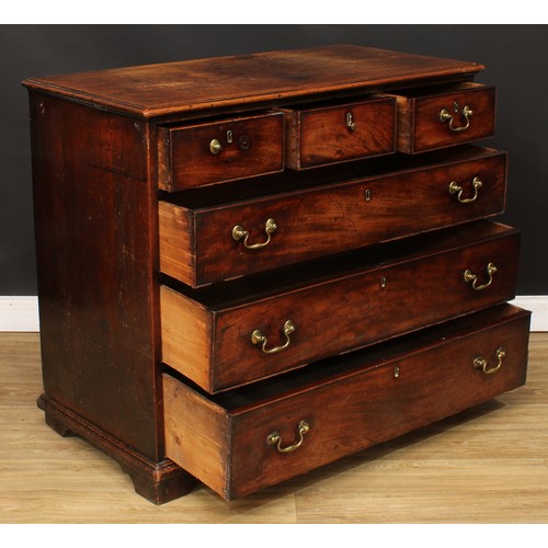 417 - A George III mahogany chest, rectangular top with moulded edge above three short and three long grad... 