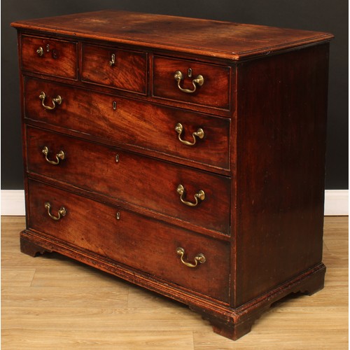 417 - A George III mahogany chest, rectangular top with moulded edge above three short and three long grad... 