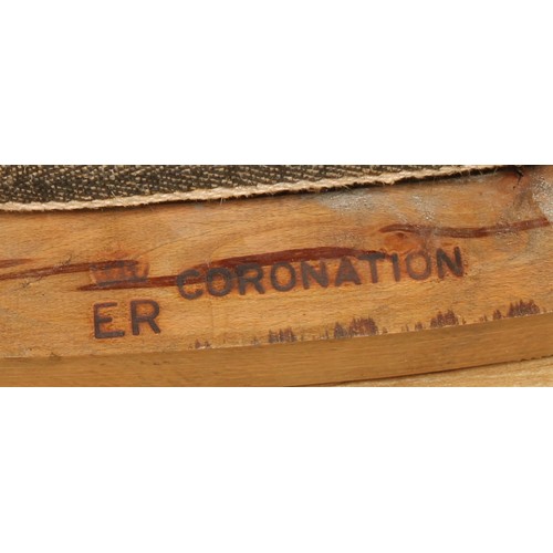 470 - A Queen Elizabeth II Coronation stool, by Waring & Gillow Ltd, stamped, pyrographed ER Coronation an... 