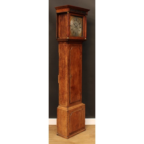 363 - A George III oak longcase clock, 31cm square brass dial inscribed Henry Banister, Litchfield (sic), ... 