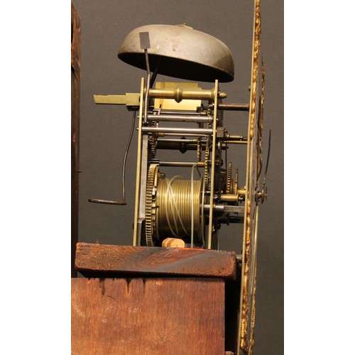 363 - A George III oak longcase clock, 31cm square brass dial inscribed Henry Banister, Litchfield (sic), ... 