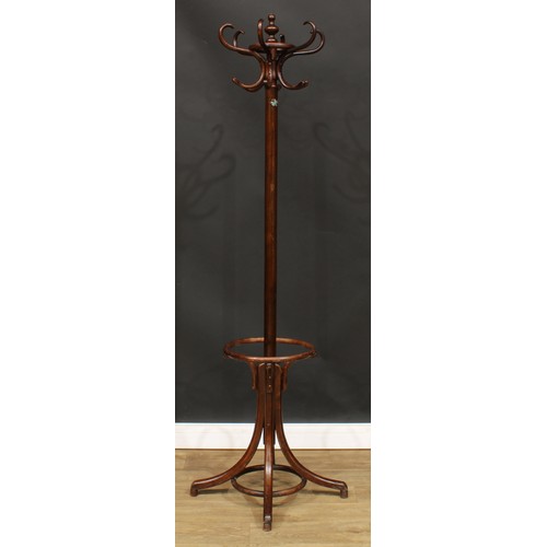 348 - A bentwood coat stand, the base with walking stick or umbrella provision, 184cm high