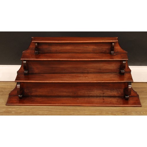 346 - A 19th century mahogany waterfall wall shelf, 42.5cm high, 87cm wide, 19.5cm deep; a 19th century tr... 