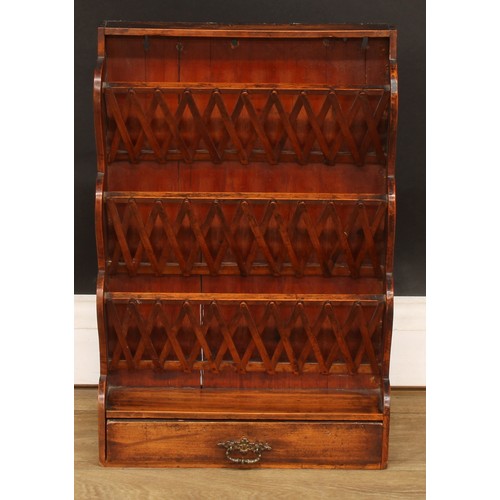 346 - A 19th century mahogany waterfall wall shelf, 42.5cm high, 87cm wide, 19.5cm deep; a 19th century tr... 