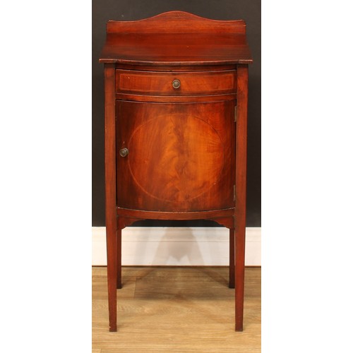 356 - A George II style bedside or lamp table; an Edwardian bedroom cabinet; another; a folding three-tier... 