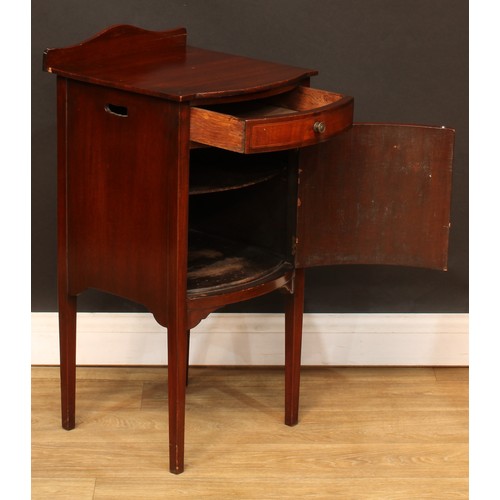 356 - A George II style bedside or lamp table; an Edwardian bedroom cabinet; another; a folding three-tier... 