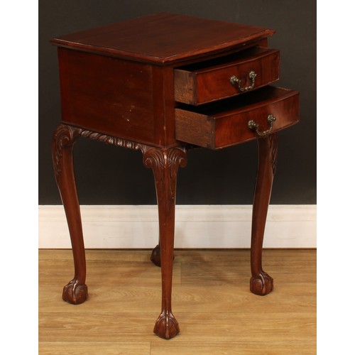 356 - A George II style bedside or lamp table; an Edwardian bedroom cabinet; another; a folding three-tier... 