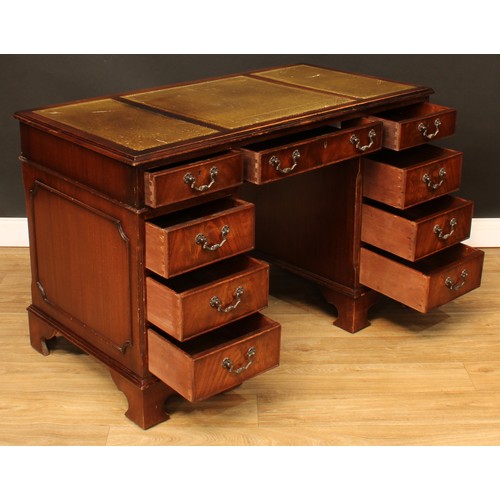 427 - A George III style twin pedestal desk, 76.5cm high, 121cm wide, 61cm deep