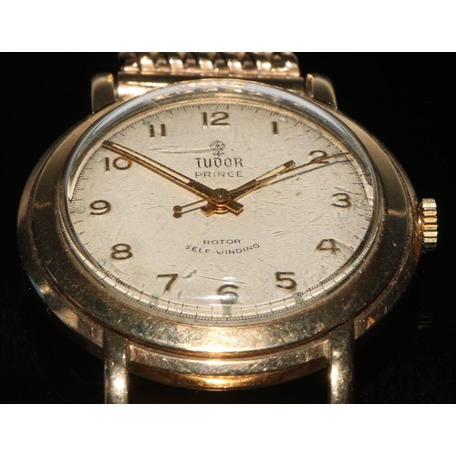 66 - A 9ct gold Tudor Prince self-winding gentleman's wristwatch, 2.75cm champagne dial applied with Arab... 