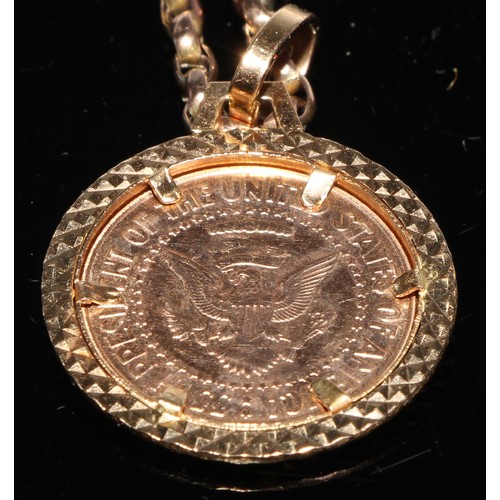 272 - A John F Kennedy commemorative token pendant necklace, 22/11/1963, 35th President of the United Stat... 