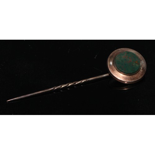 131 - A 19th century stickpin, serpent and malachite ball terminal;  others Scottish etc assorted stones i... 