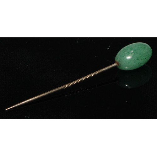 131 - A 19th century stickpin, serpent and malachite ball terminal;  others Scottish etc assorted stones i... 